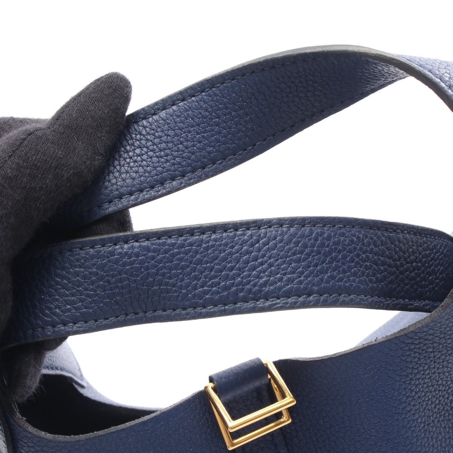 ピコタンロックPM ブルーサフィール ハンドバッグ トリヨンクレマンス ブルー ゴールド金具 D刻印 エルメス バッグ HERMES