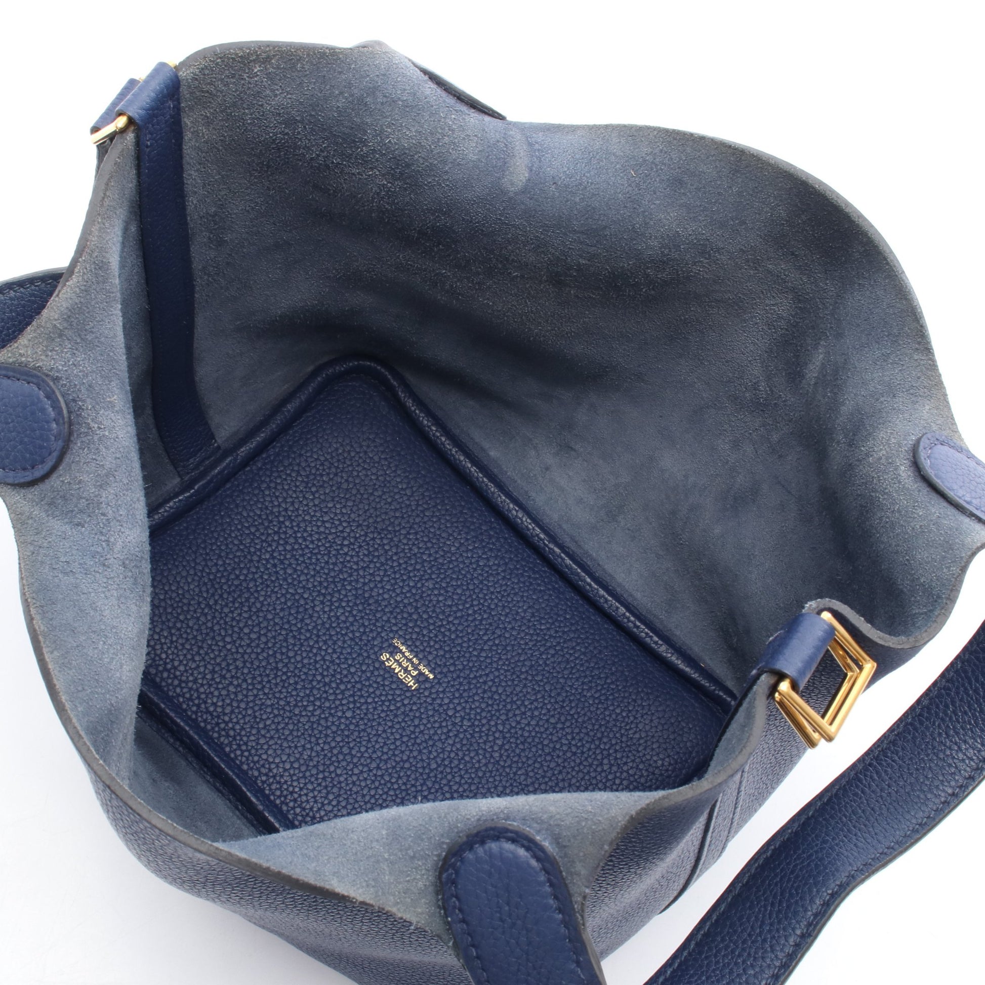 ピコタンロックPM ブルーサフィール ハンドバッグ トリヨンクレマンス ブルー ゴールド金具 D刻印 エルメス バッグ HERMES