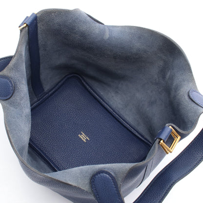 ピコタンロックPM ブルーサフィール ハンドバッグ トリヨンクレマンス ブルー ゴールド金具 D刻印 エルメス バッグ HERMES
