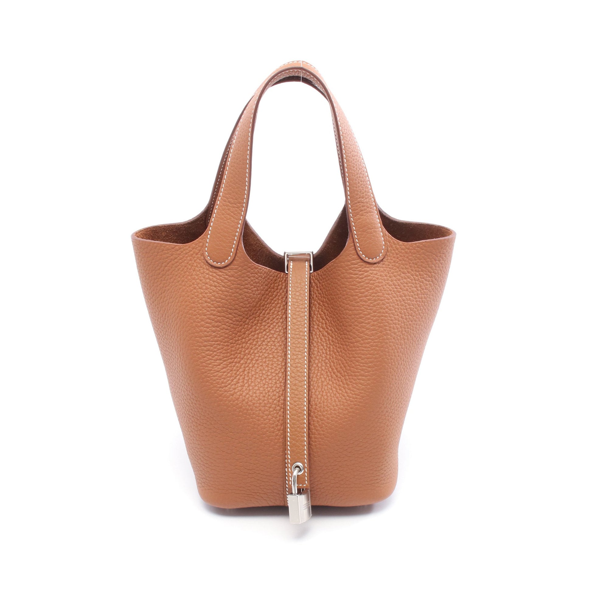 ピコタンロックPM ゴールド ハンドバッグ トリヨンクレマンス ブラウン シルバー金具 K刻印 エルメス バッグ HERMES