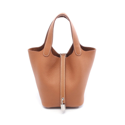 ピコタンロックPM ゴールド ハンドバッグ トリヨンクレマンス ブラウン シルバー金具 K刻印 エルメス バッグ HERMES