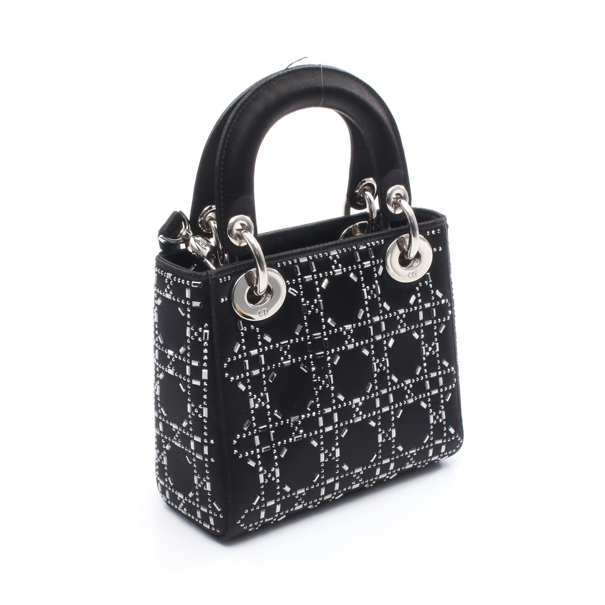レディディオール ミニ ハンドバッグ サテン ブラック 2WAY クリスチャンディオール バッグ Christian Dior