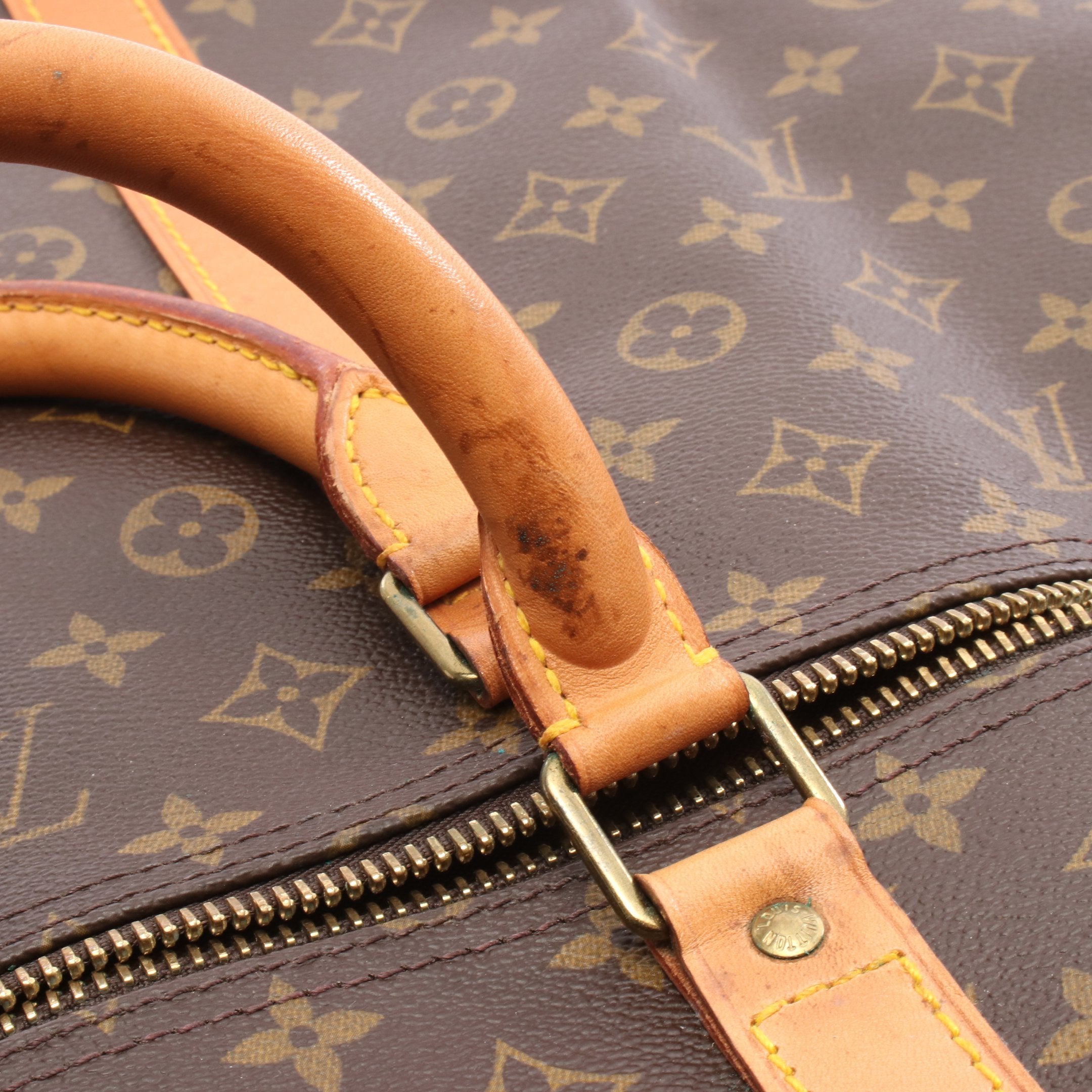 キーポル60 モノグラム ボストンバッグ PVC レザー ブラウン ルイ