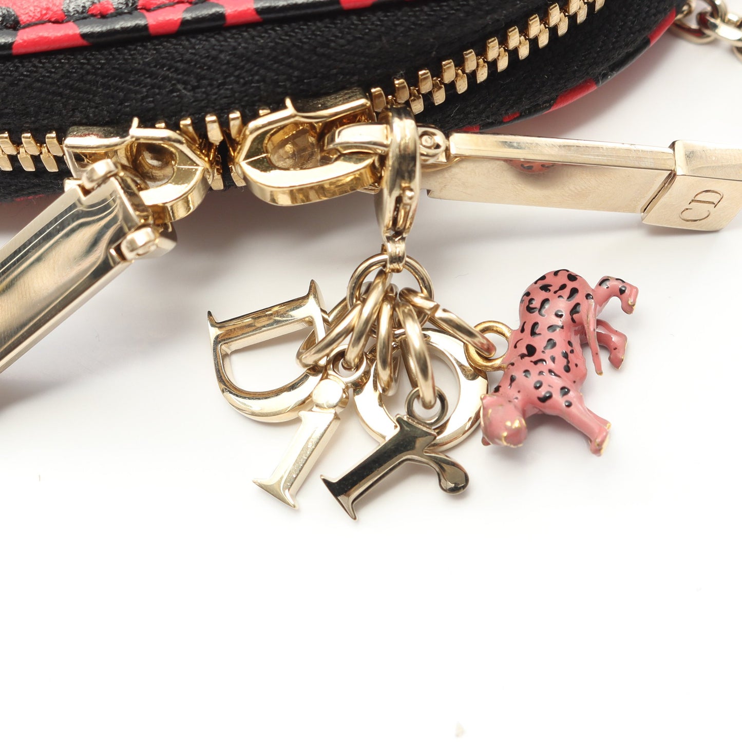 LADY DIOR レディディオール フォンホルダー ハンドバッグ レオパード レザー ピンクパープル ブラック 2WAY クリスチャンディオール バッグ Christian Dior