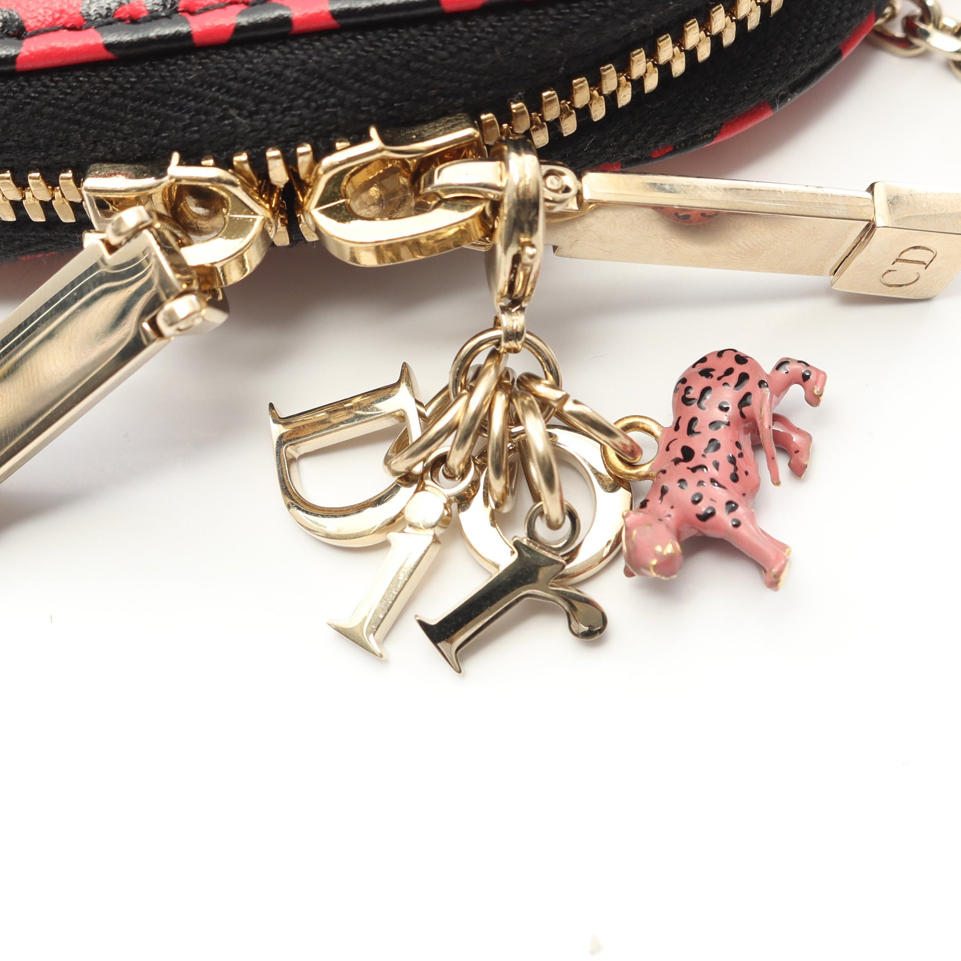 LADY DIOR レディディオール フォンホルダー ハンドバッグ レオパード レザー ピンクパープル ブラック 2WAY クリスチャンディオール バッグ Christian Dior