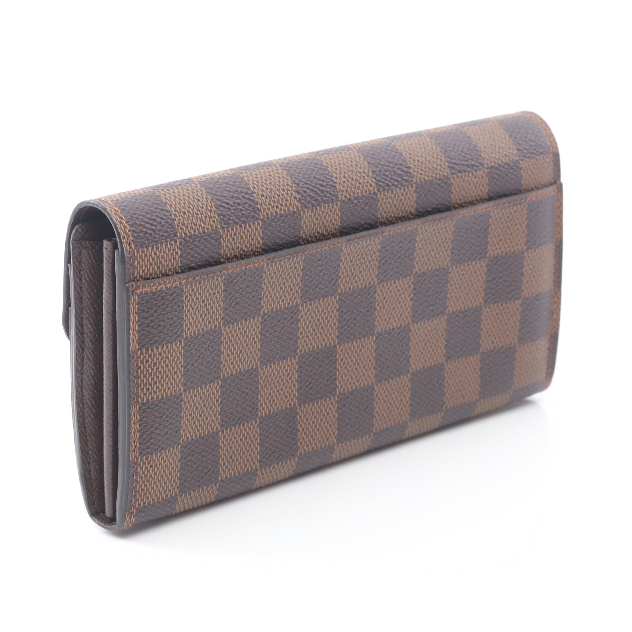 ポルトフォイユ サラ ダミエエベヌ 二つ折り長財布 PVC レザー