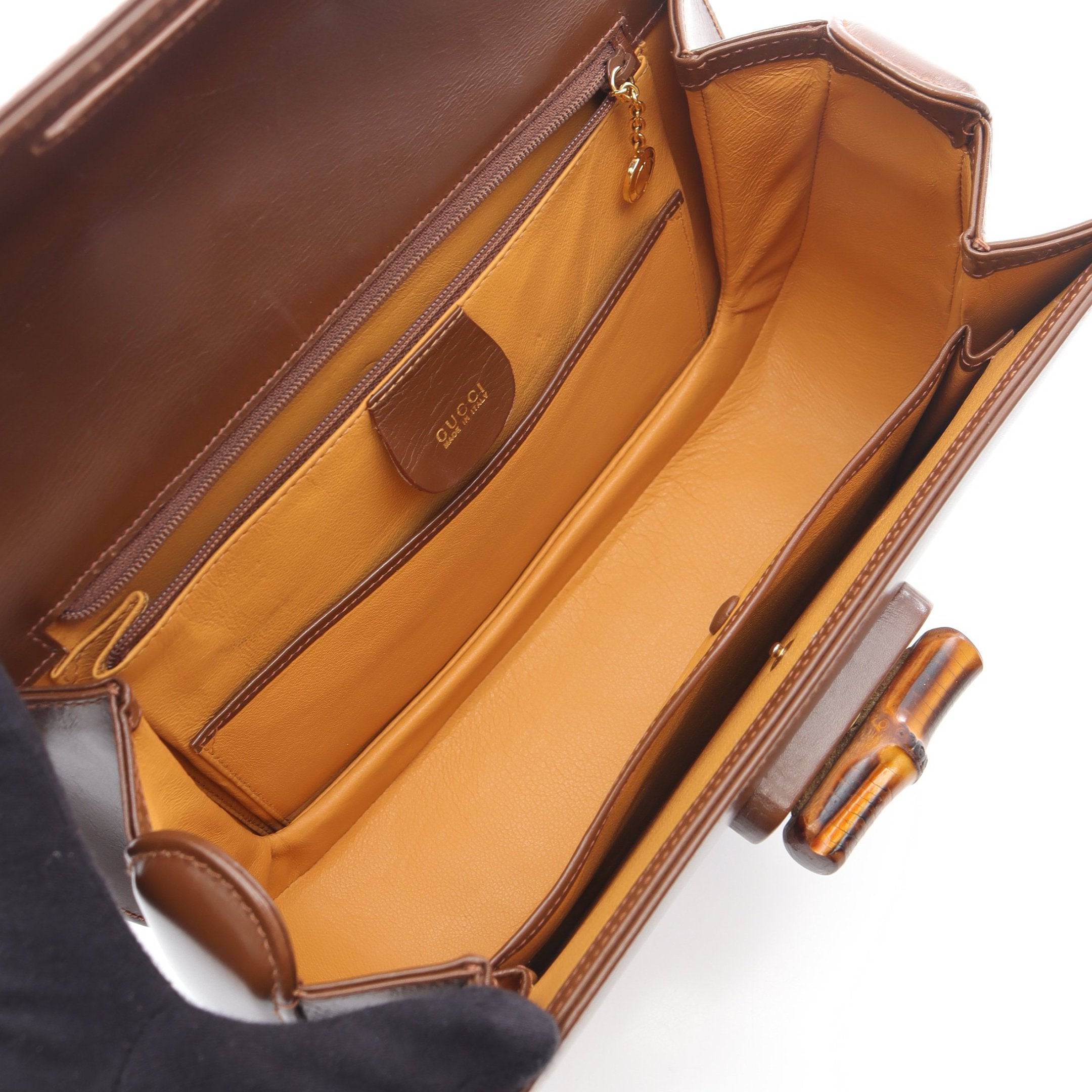 バンブー ハンドバッグ レザー ブラウン 2WAY グッチ – RECLO