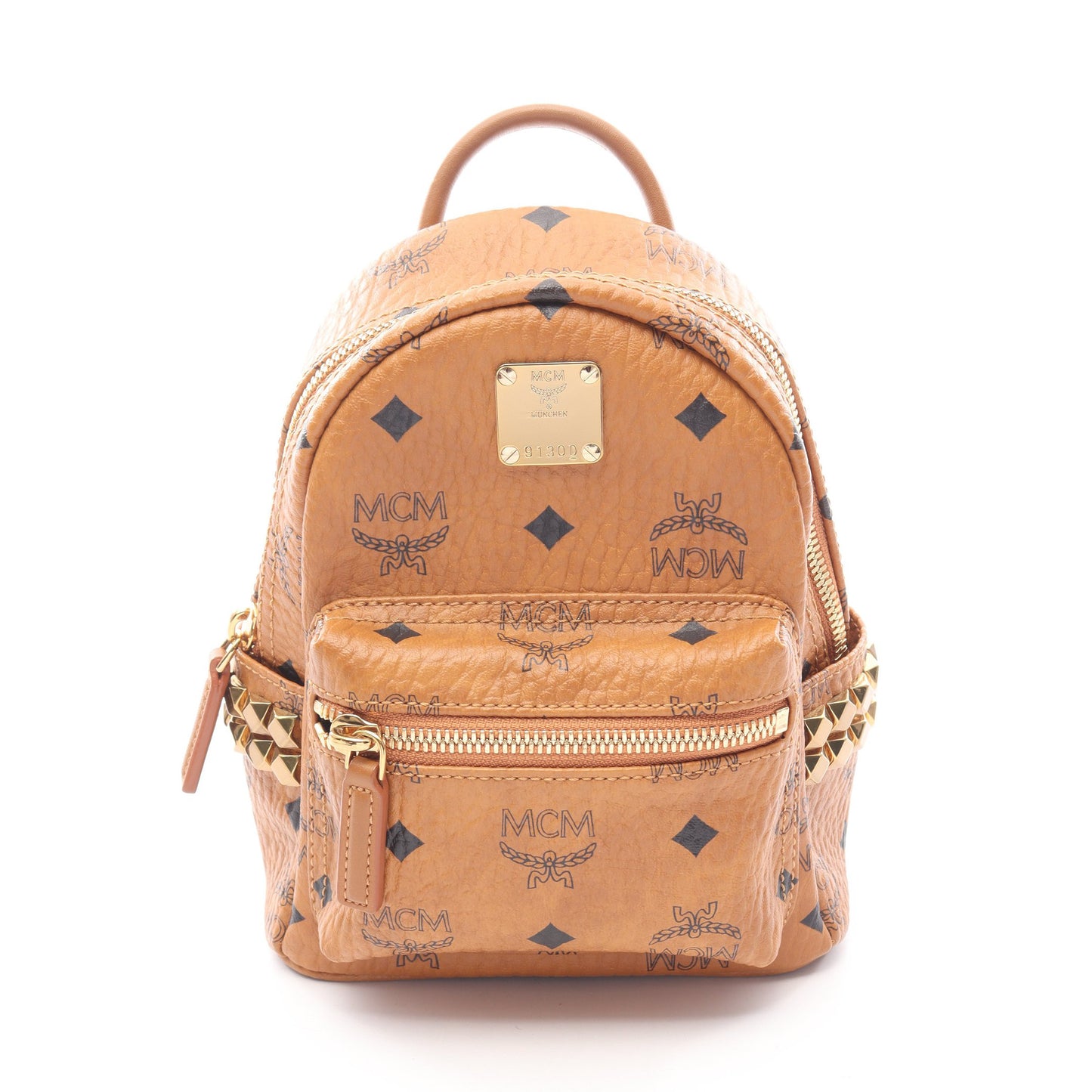 ヴィセトス バックパック リュックサック PVC レザー ライトブラウン スタッズ エムシーエム バッグ MCM