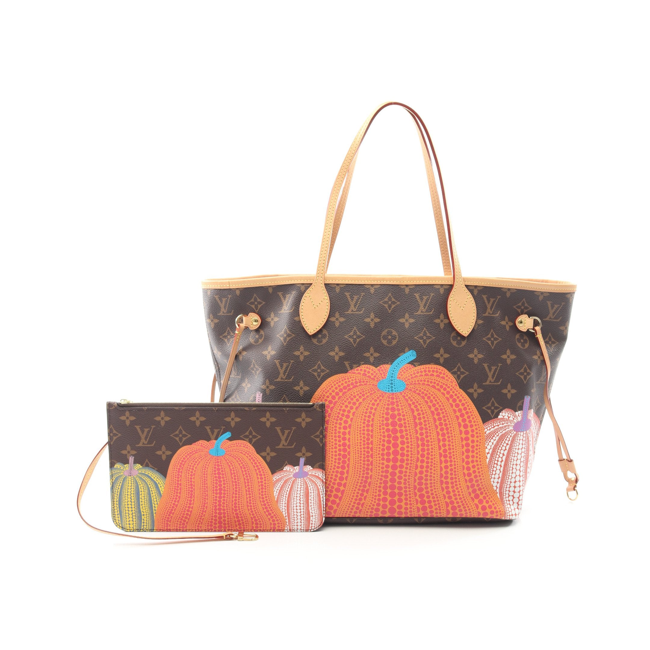 LV × YK ネヴァーフルMM モノグラムパンプキン ショルダーバッグ