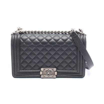 ボーイシャネル チェーンショルダーバッグ キャビアスキン ブラック シルバー金具 シャネル バッグ CHANEL