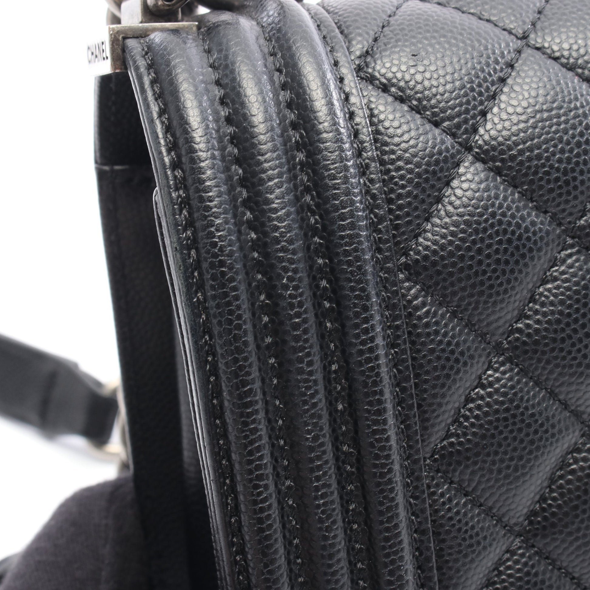 ボーイシャネル チェーンショルダーバッグ キャビアスキン ブラック シルバー金具 シャネル バッグ CHANEL