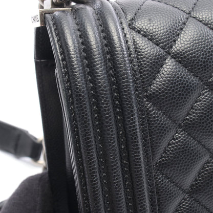 ボーイシャネル チェーンショルダーバッグ キャビアスキン ブラック シルバー金具 シャネル バッグ CHANEL