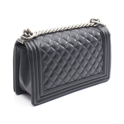 ボーイシャネル チェーンショルダーバッグ キャビアスキン ブラック シルバー金具 シャネル バッグ CHANEL