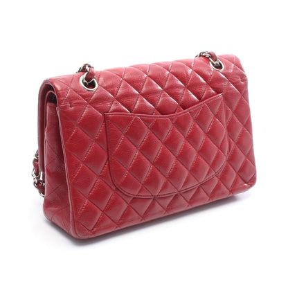 マトラッセ Wフラップ Wチェーンショルダーバッグ キャビアスキン レッド シルバー金具 シャネル バッグ CHANEL