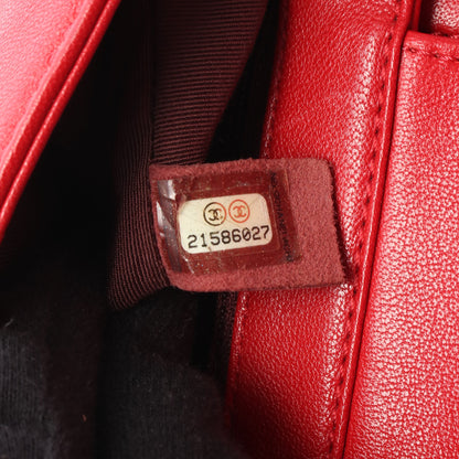マトラッセ チェーンショルダーバッグ レザー レッド ゴールド金具 シャネル バッグ CHANEL