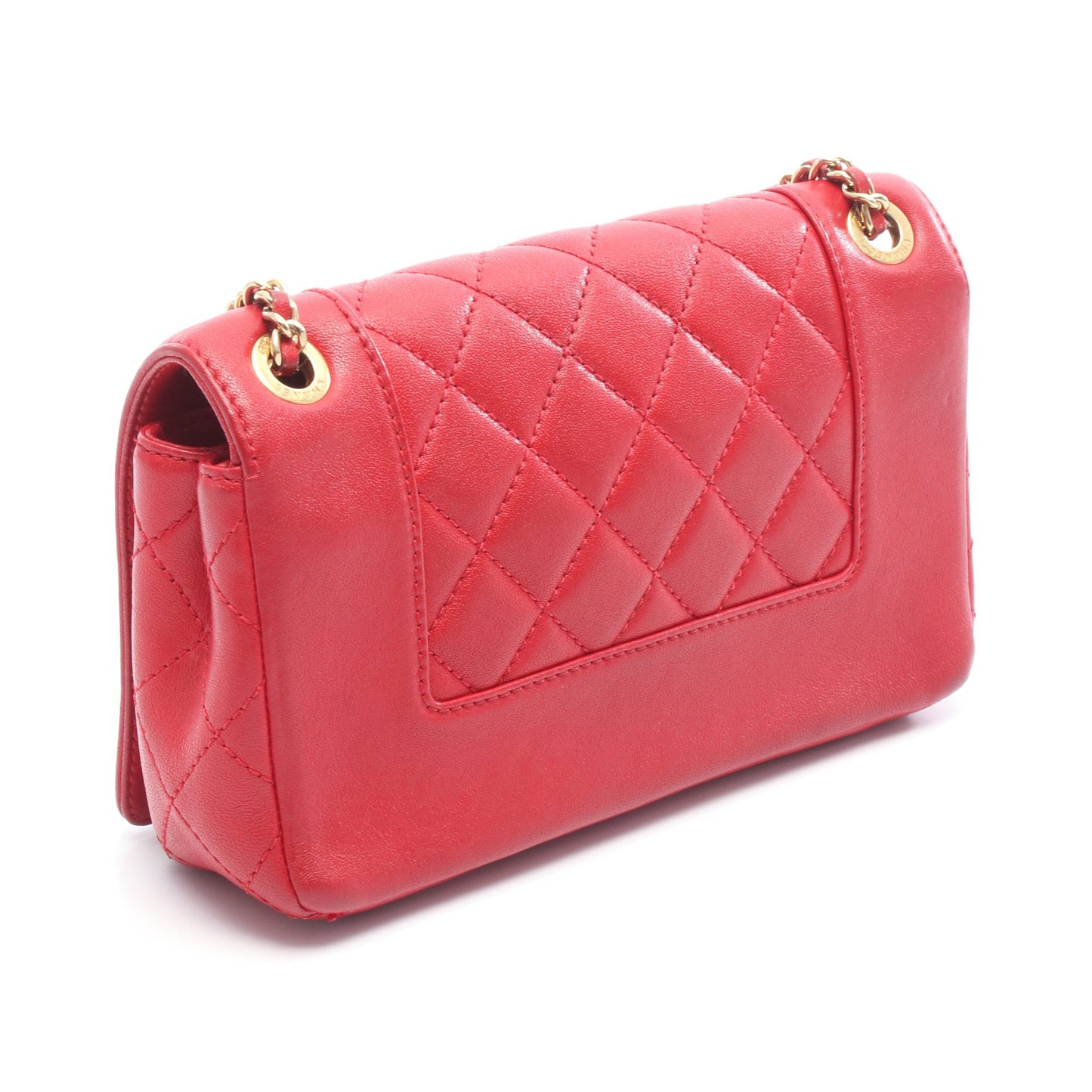 マトラッセ チェーンショルダーバッグ レザー レッド ゴールド金具 シャネル バッグ CHANEL