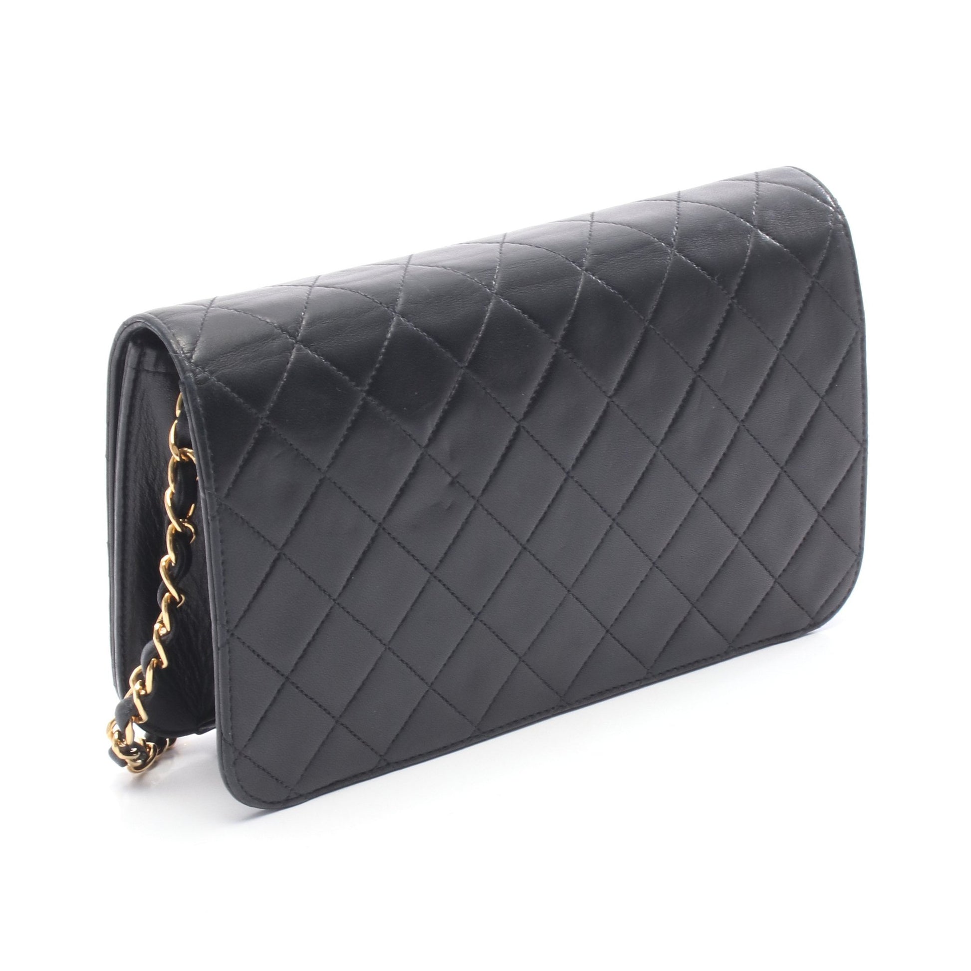 マトラッセ フルフラップ チェーンショルダーバッグ ラムスキン ブラック ゴールド金具 シャネル バッグ CHANEL