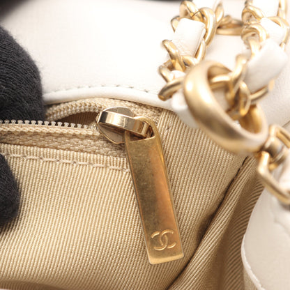 マトラッセ Wチェーンショルダーバッグ ロゴ金具 レザー オフホワイト ゴールド金具 シャネル バッグ CHANEL