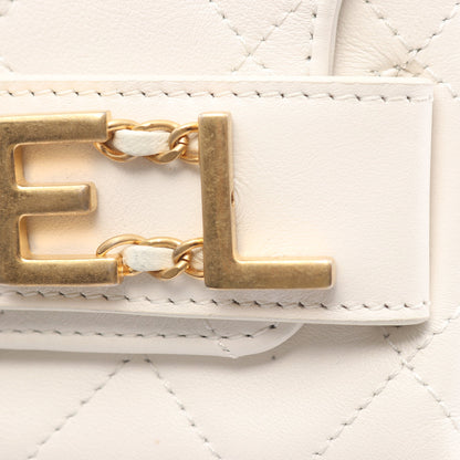 マトラッセ Wチェーンショルダーバッグ ロゴ金具 レザー オフホワイト ゴールド金具 シャネル バッグ CHANEL