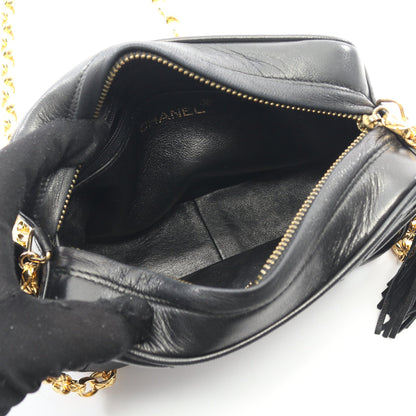 マトラッセ チェーンショルダーバッグ ラムスキン ブラック ゴールド金具 タッセル ヴィンテージ シャネル バッグ CHANEL