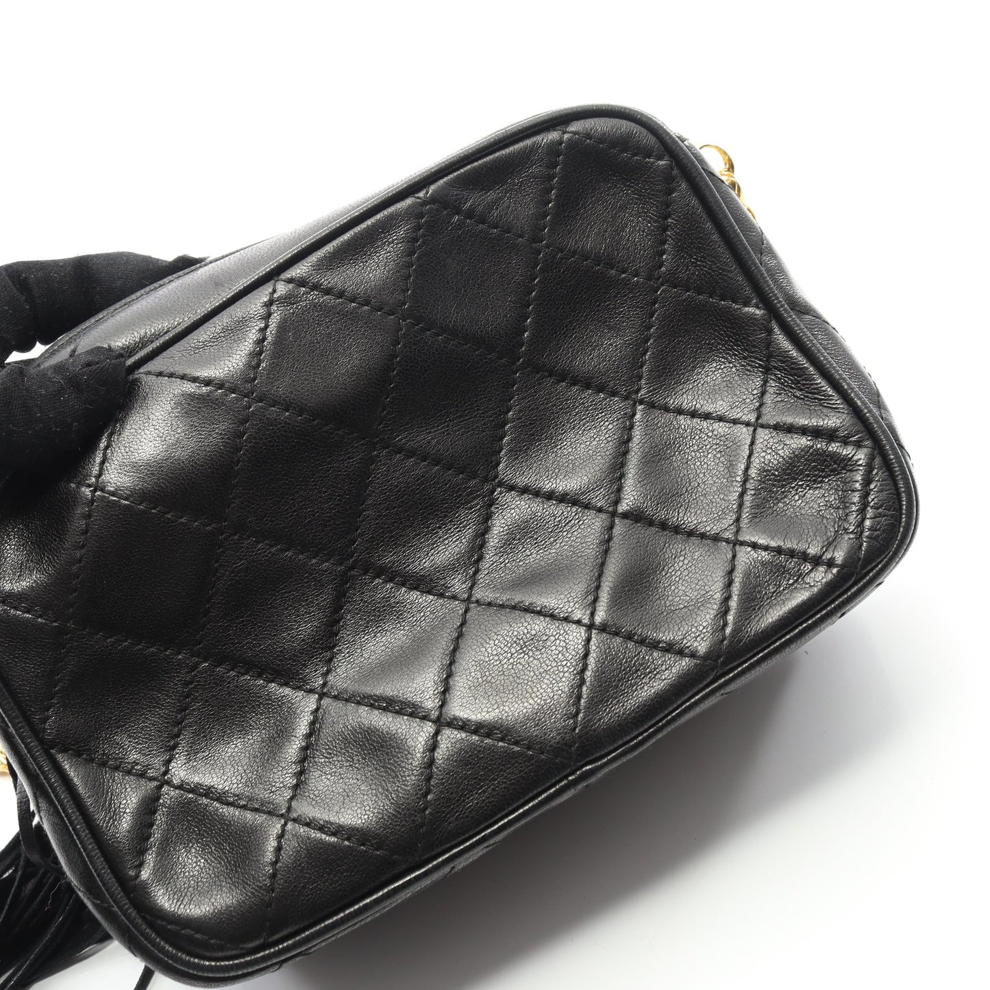 マトラッセ チェーンショルダーバッグ ラムスキン ブラック ゴールド金具 タッセル ヴィンテージ シャネル バッグ CHANEL