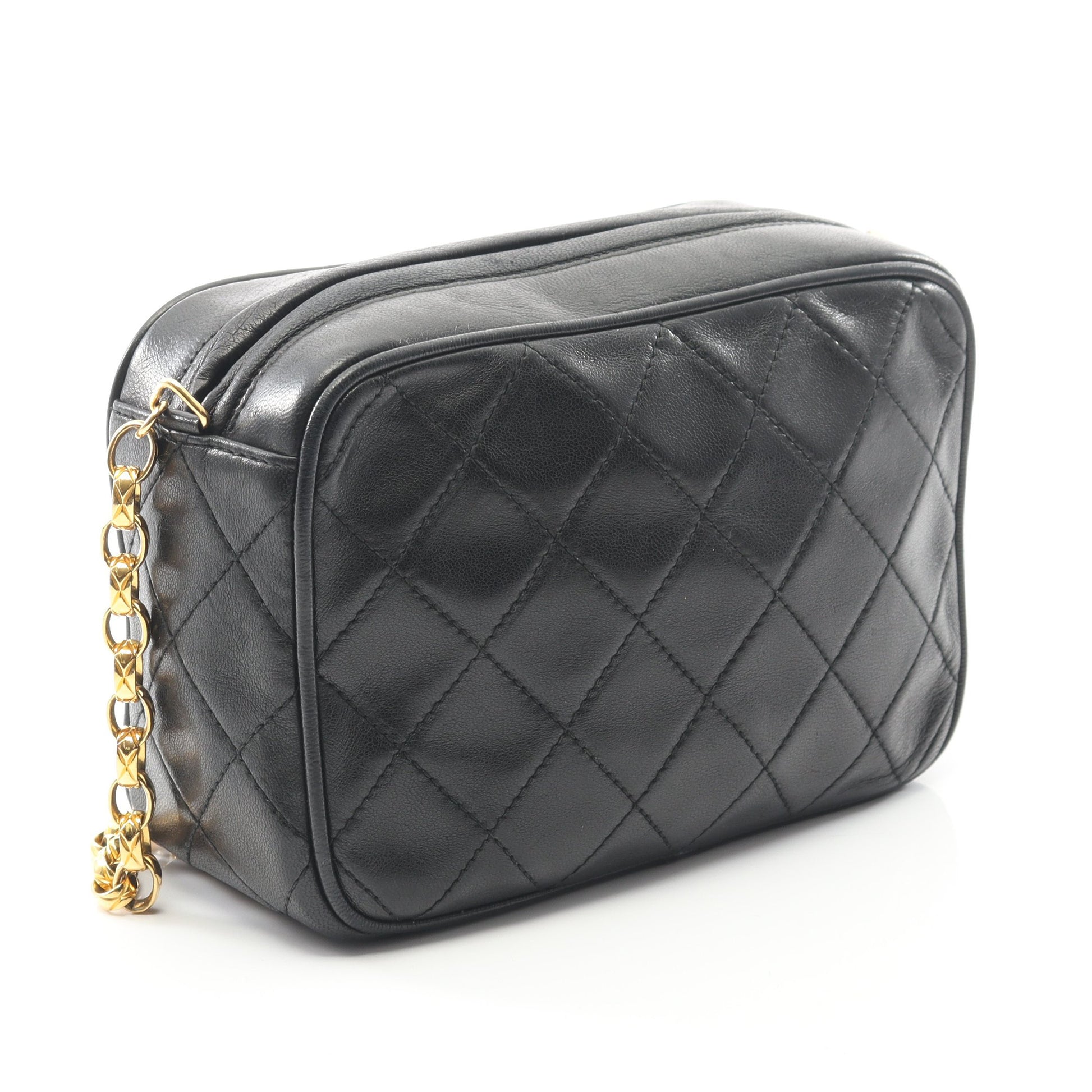 マトラッセ チェーンショルダーバッグ ラムスキン ブラック ゴールド金具 タッセル ヴィンテージ シャネル バッグ CHANEL