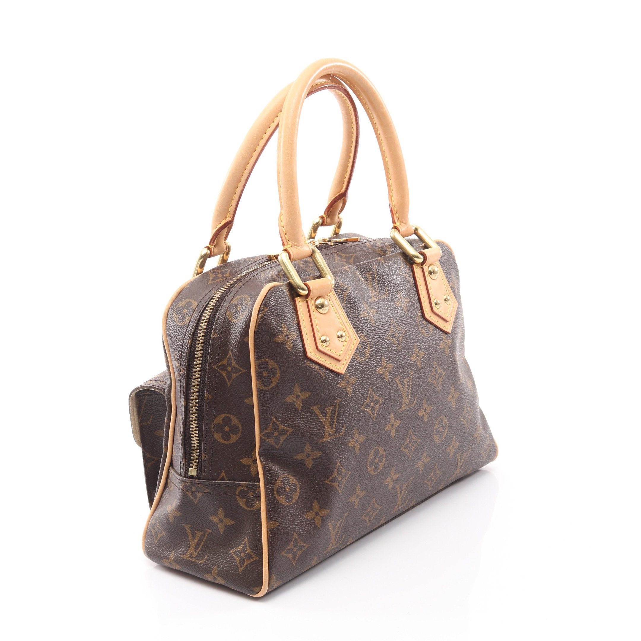 マンハッタンPM モノグラム ハンドバッグ PVC レザー ブラウン ルイ