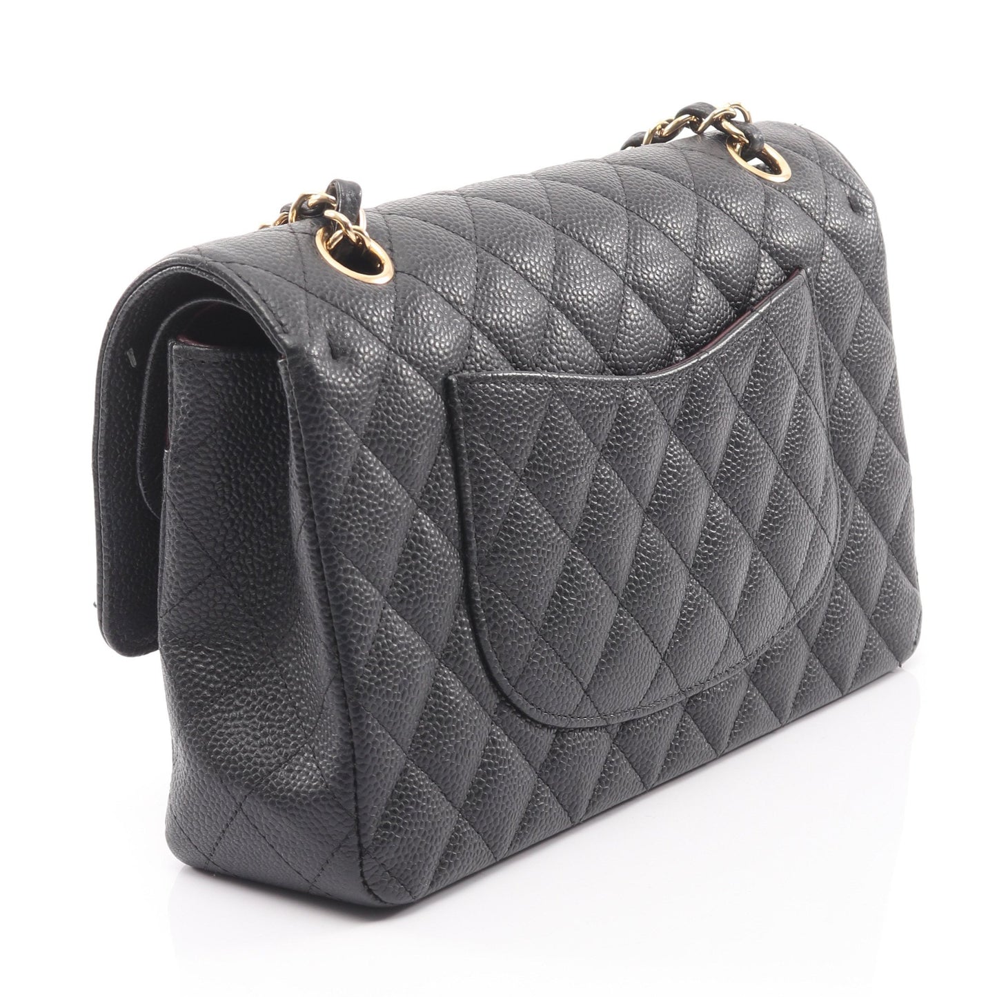 マトラッセ Wフラップ Wチェーンショルダーバッグ キャビアスキン ブラック ゴールド金具 シャネル バッグ CHANEL