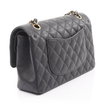 マトラッセ Wフラップ Wチェーンショルダーバッグ キャビアスキン ブラック ゴールド金具 シャネル バッグ CHANEL