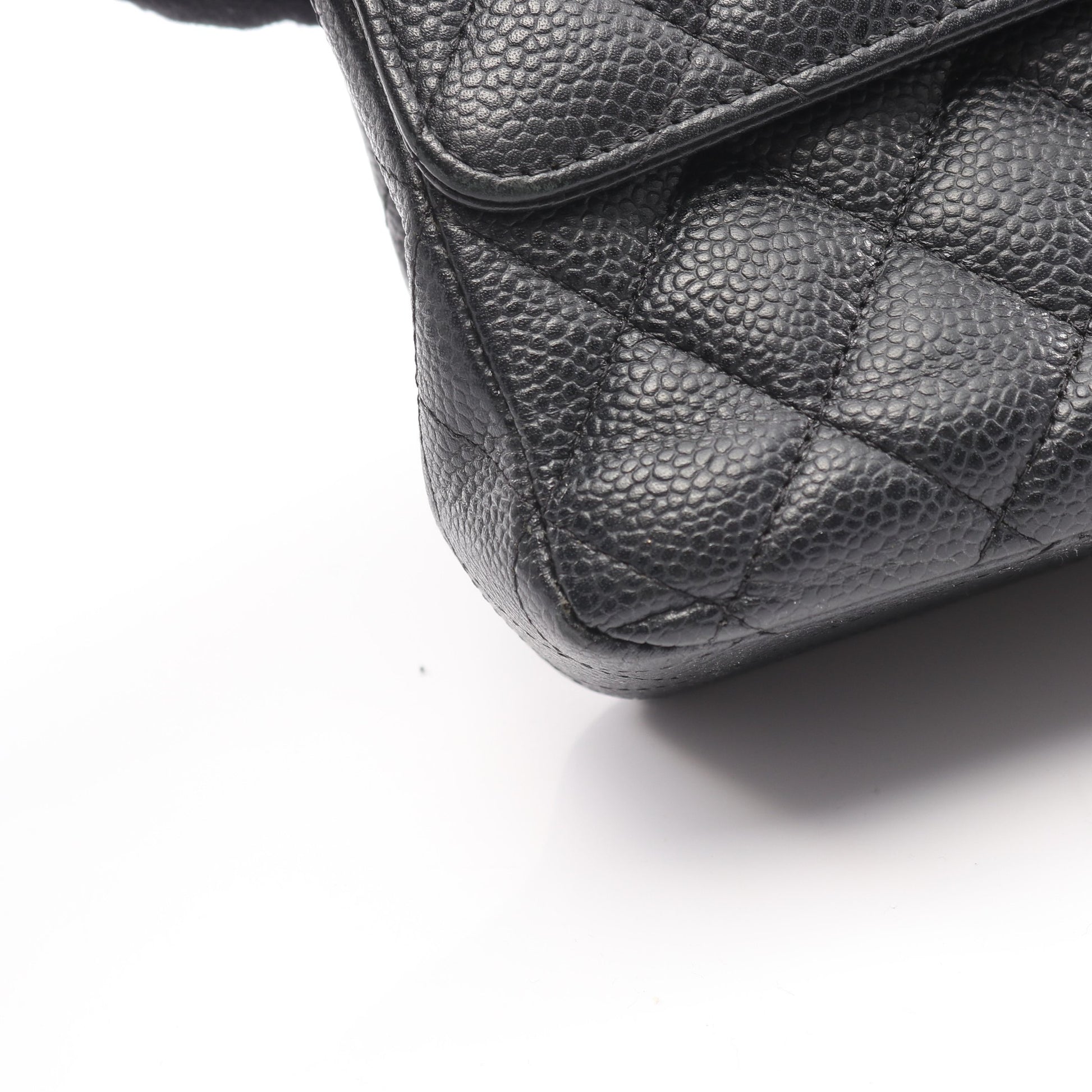マトラッセ Wフラップ Wチェーンショルダーバッグ キャビアスキン ブラック ゴールド金具 シャネル バッグ CHANEL
