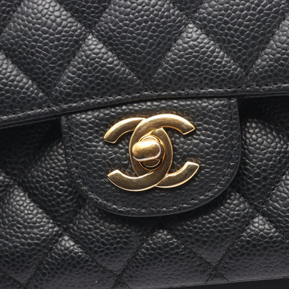 マトラッセ Wフラップ Wチェーンショルダーバッグ キャビアスキン ブラック ゴールド金具 シャネル バッグ CHANEL