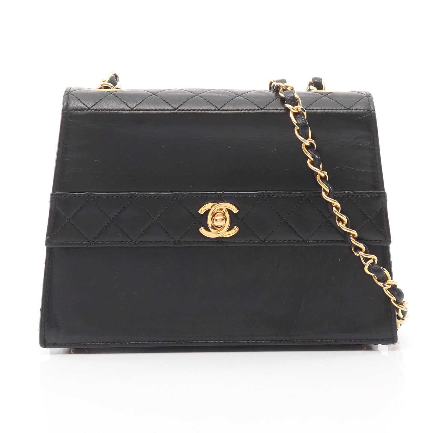マトラッセ チェーンショルダーバッグ ラムスキン ブラック ゴールド金具 シャネル バッグ CHANEL