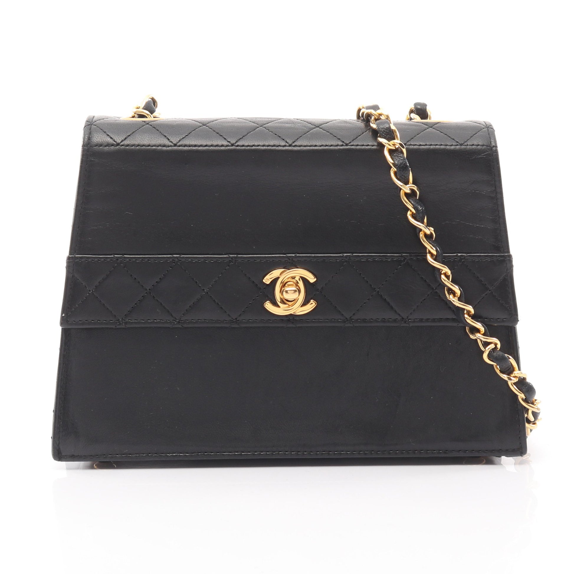 マトラッセ チェーンショルダーバッグ ラムスキン ブラック ゴールド金具 シャネル バッグ CHANEL