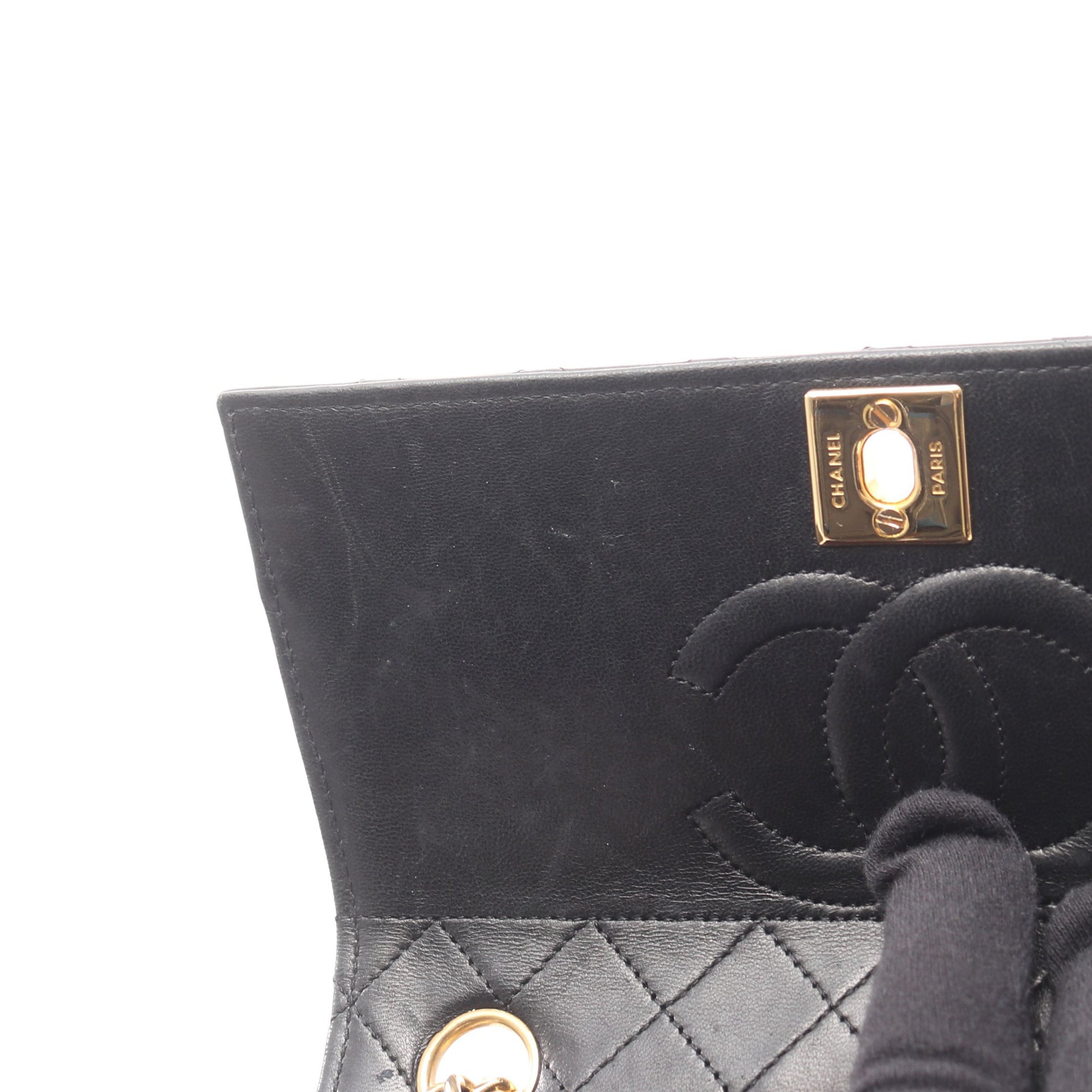 マトラッセ チェーンショルダーバッグ ラムスキン ブラック ゴールド金具 シャネル バッグ CHANEL