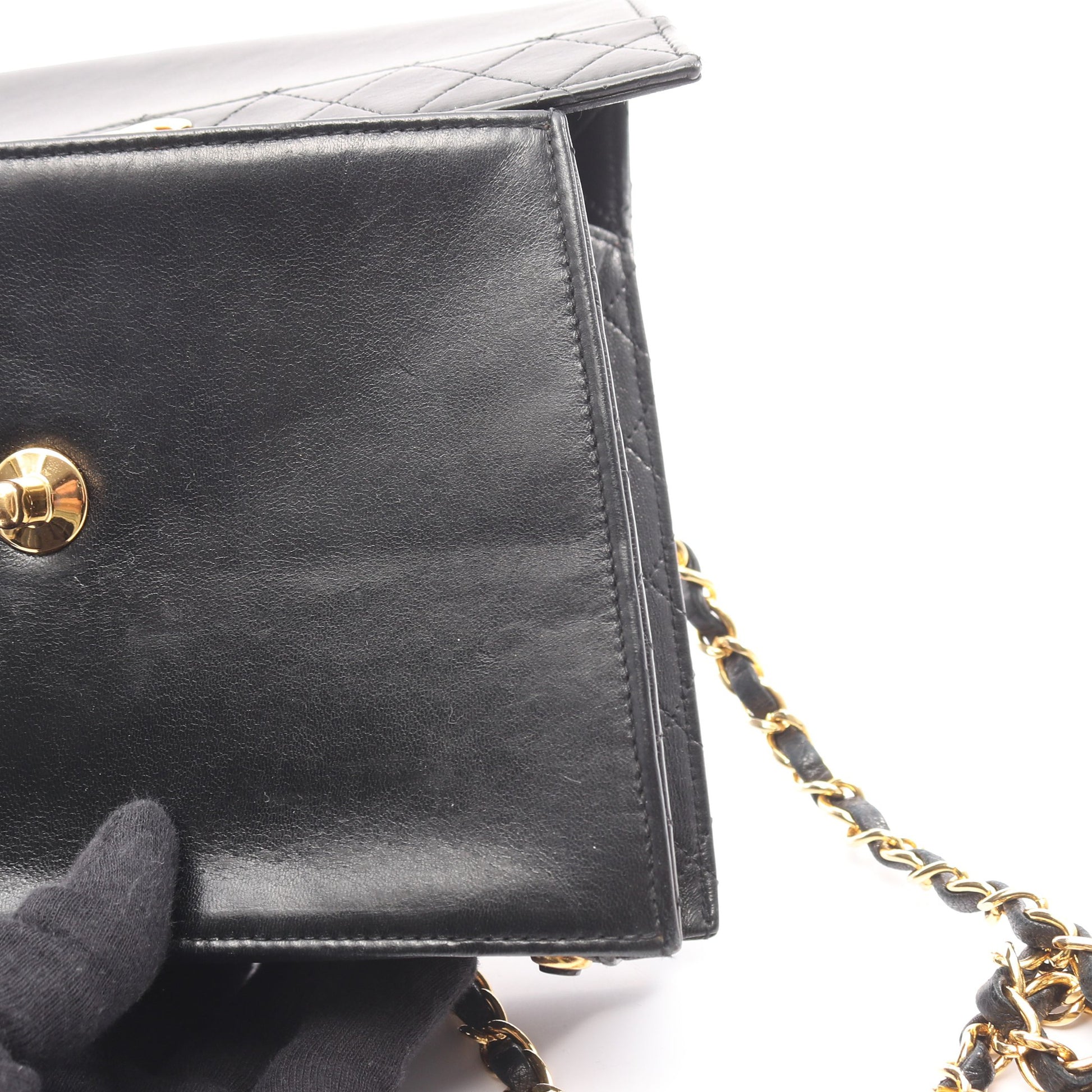 マトラッセ チェーンショルダーバッグ ラムスキン ブラック ゴールド金具 シャネル バッグ CHANEL