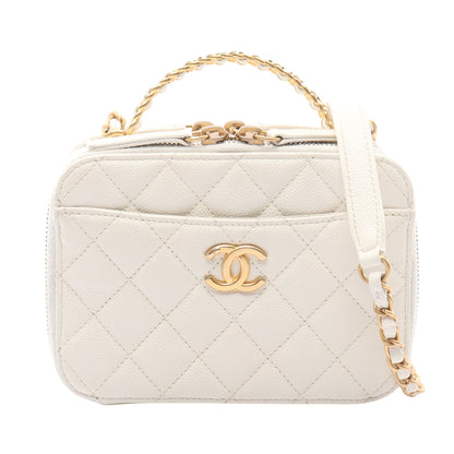 マトラッセ バニティバッグ チェーンショルダーバッグ キャビアスキン ホワイト ゴールド金具 2WAY シャネル バッグ CHANEL