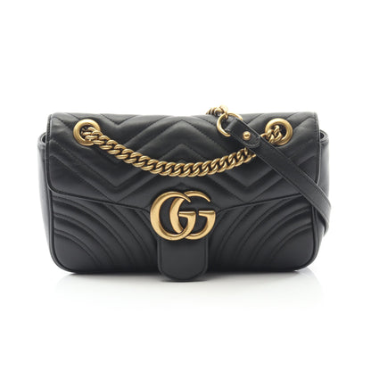 GGマーモント キルティング スモール チェーンショルダーバッグ レザー ブラック グッチ バッグ GUCCI