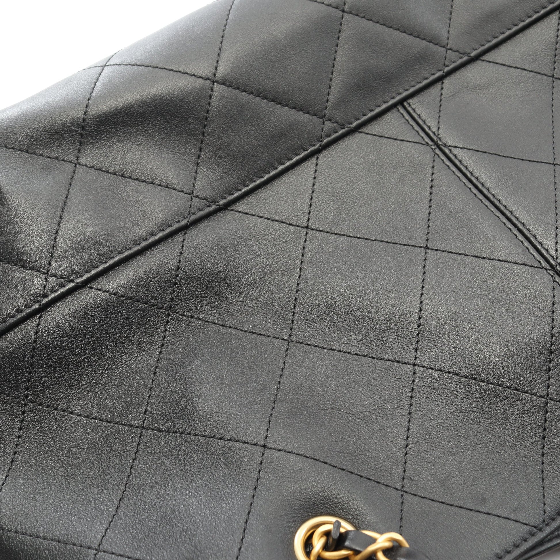 ショッピングバッグ スモール ハンドバッグ カーフスキン ブラック ゴールド金具 2WAY シャネル バッグ CHANEL
