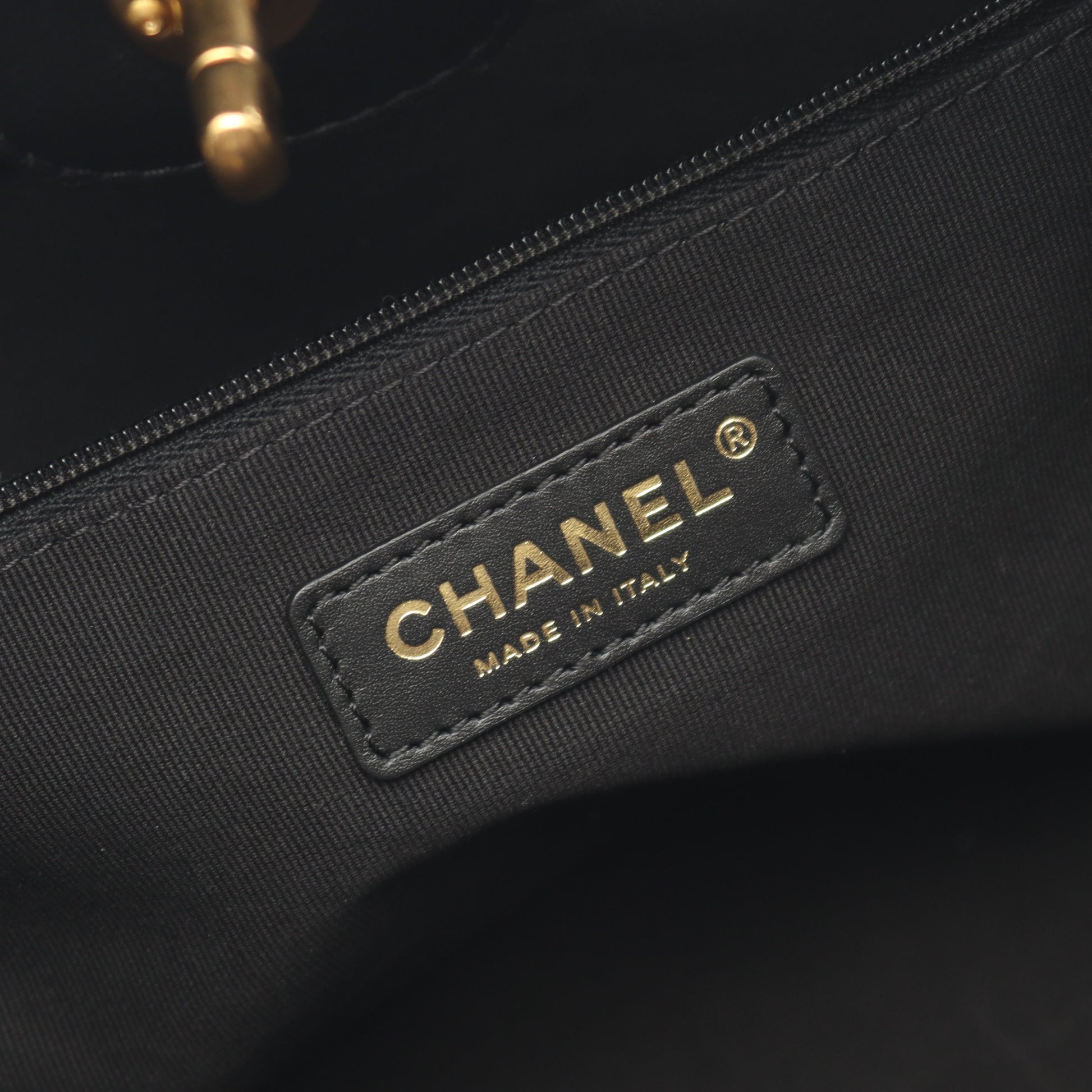 ショッピングバッグ スモール ハンドバッグ カーフスキン ブラック ゴールド金具 2WAY シャネル バッグ CHANEL