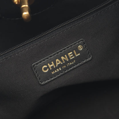 ショッピングバッグ スモール ハンドバッグ カーフスキン ブラック ゴールド金具 2WAY シャネル バッグ CHANEL