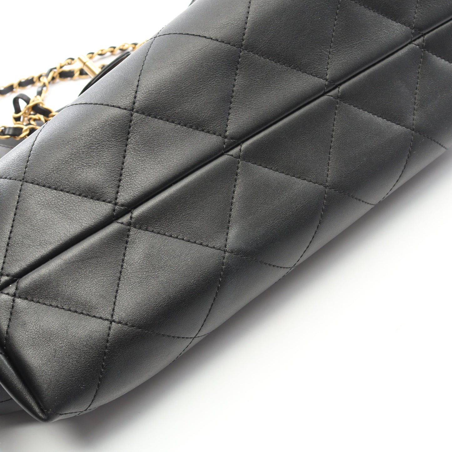 ショッピングバッグ スモール ハンドバッグ カーフスキン ブラック ゴールド金具 2WAY シャネル バッグ CHANEL