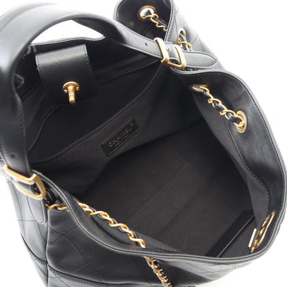 ショッピングバッグ スモール ハンドバッグ カーフスキン ブラック ゴールド金具 2WAY シャネル バッグ CHANEL