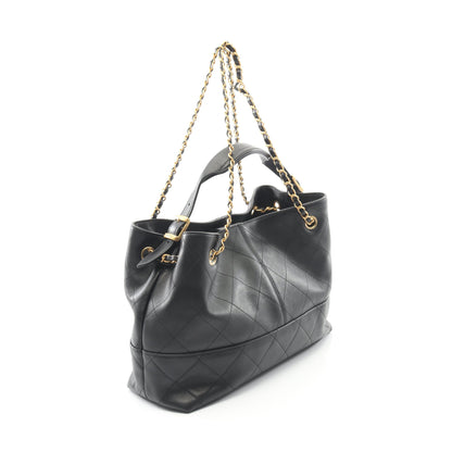 ショッピングバッグ スモール ハンドバッグ カーフスキン ブラック ゴールド金具 2WAY シャネル バッグ CHANEL
