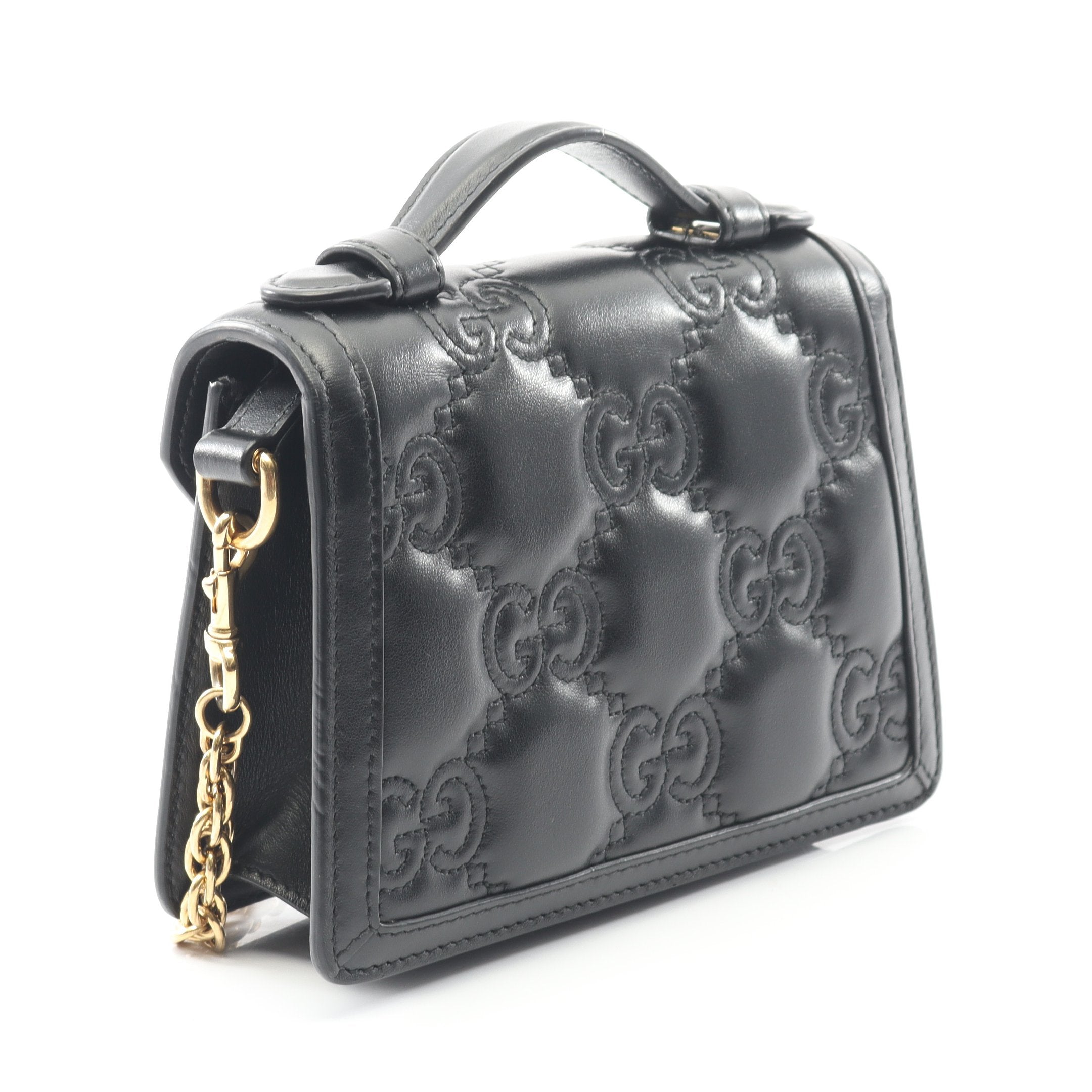 GGマトラッセ チェーンショルダーバッグ レザー ブラック 2WAY グッチ