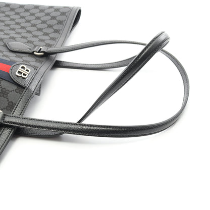 BALENCIAGA × GUCCI ザ ハッカープロジェクト ラージ ショルダーバッグ トートバッグ キャンバス レザー ブラック マルチカラー バレンシアガ バッグ BALENCIAGA