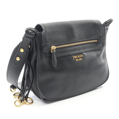 コルセール ショルダーバッグ 刺繍 レザー ブラック プラダ バッグ PRADA