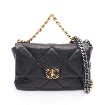 19 ディズヌフ マトラッセ チェーンショルダーバッグ レザー ブラック コンビ金具 シャネル バッグ CHANEL