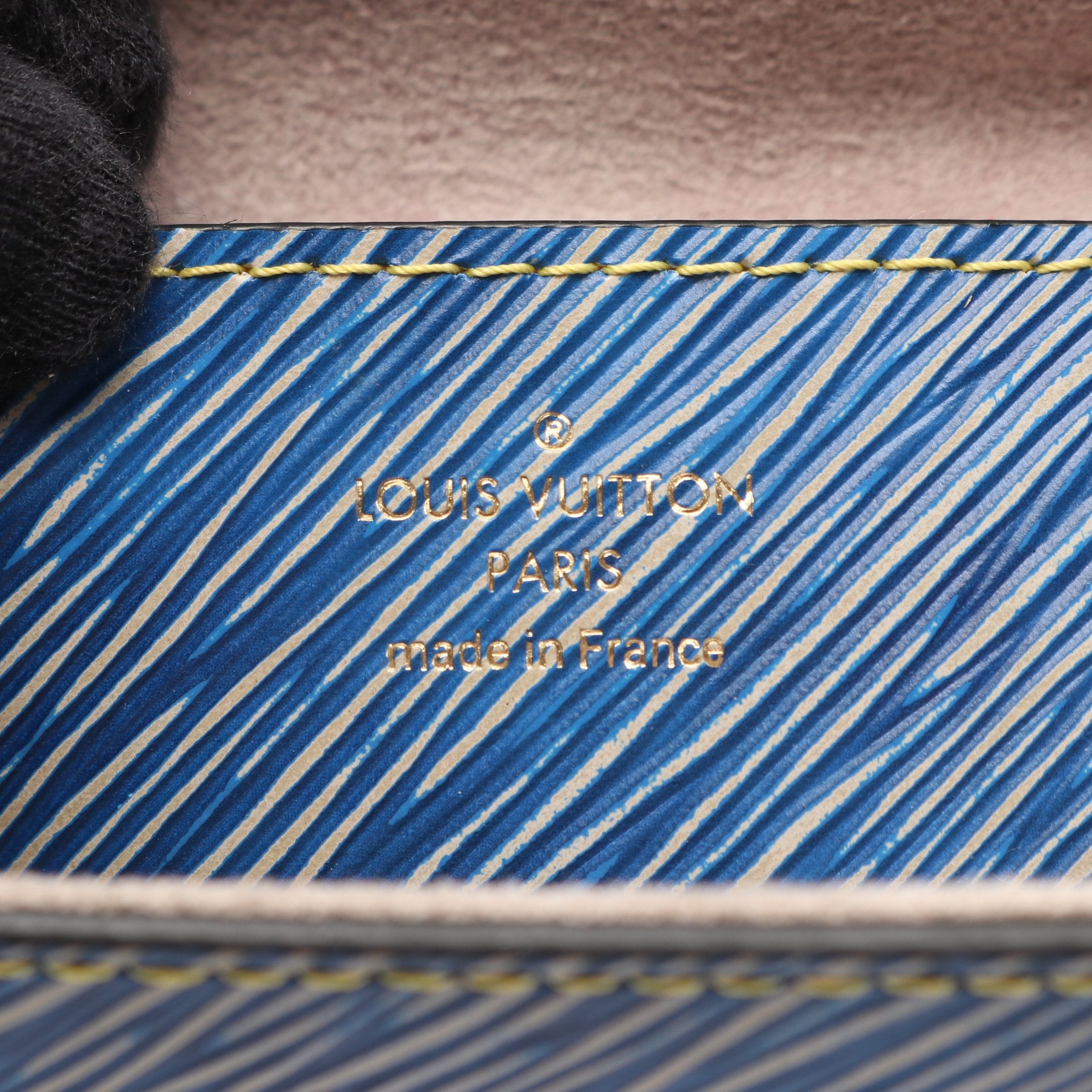 ツイストMM エピ デニム チェーンショルダーバッグ レザー ブルー