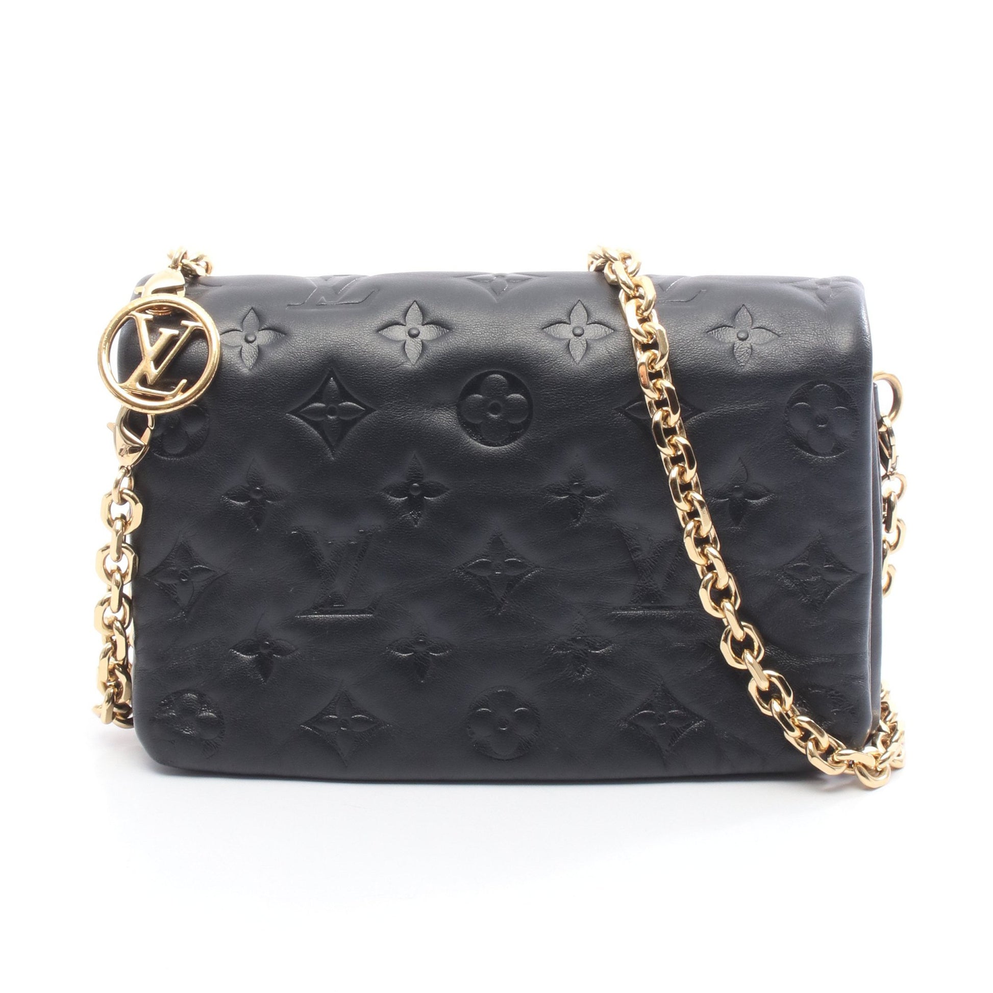 ポシェットクッサン モノグラムエンボス ノワール ショルダーバッグ ラムスキン ブラック ルイヴィトン バッグ LOUIS VUITTON