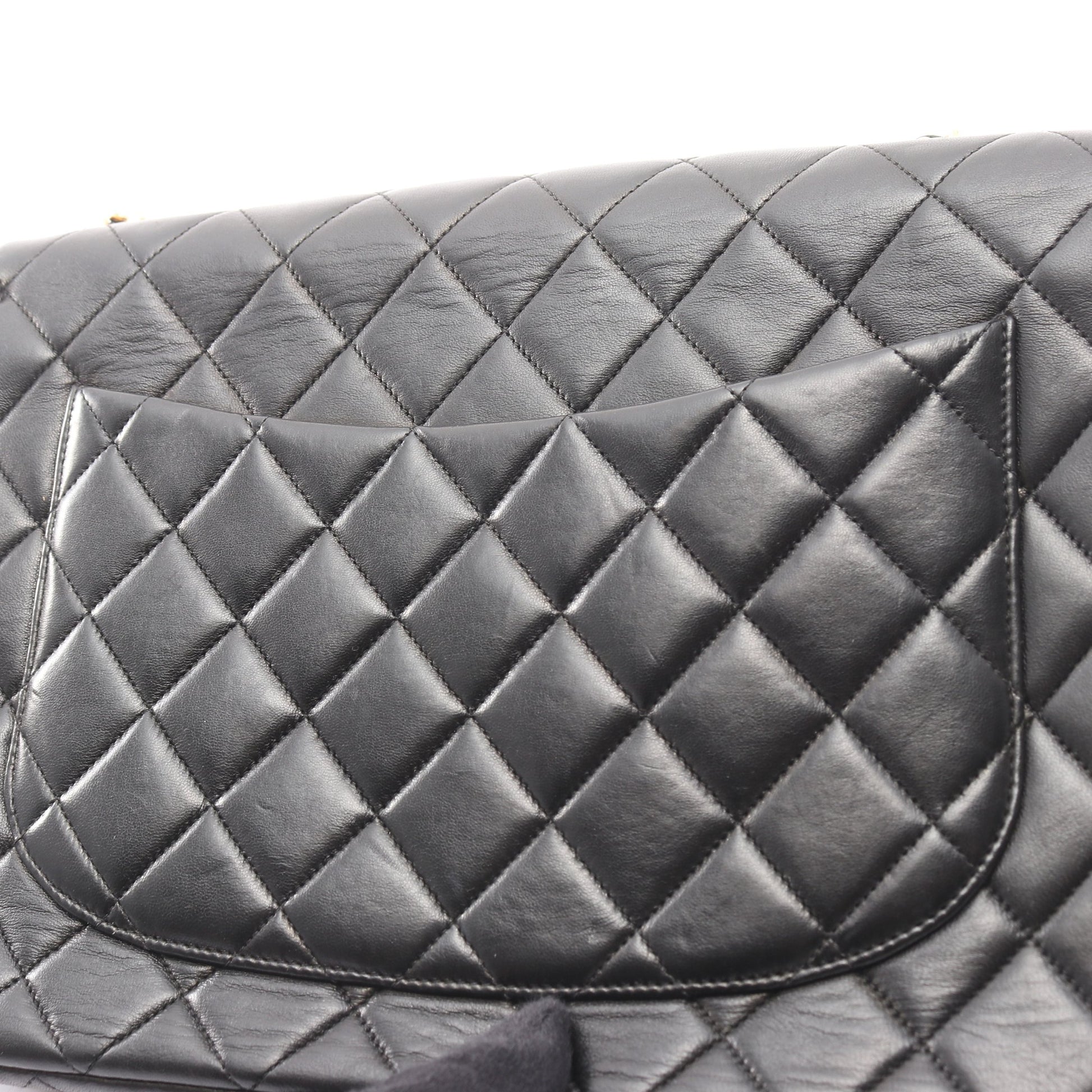 デカマトラッセ30 シングルフラップ Wチェーンショルダーバッグ ラムスキン ブラック ゴールド金具 シャネル バッグ CHANEL